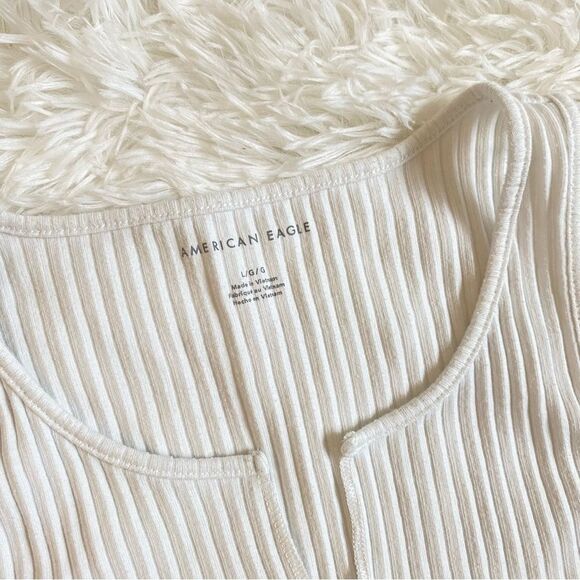 American Eagle Outfitters Cream Ribbed Tank Top - Picture 2 of 3